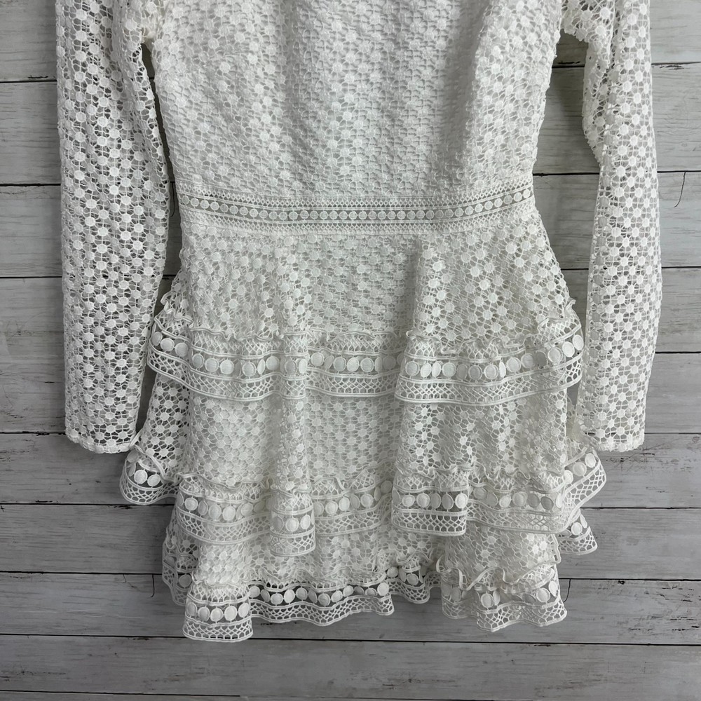 Lulus Begins With Love White Crotchet Lace Tiered Mini Dress - Picture 6 of 7